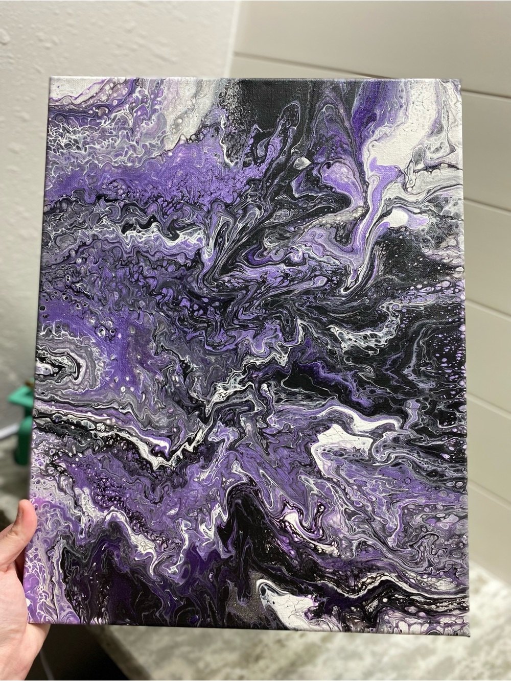 Hand Crafted Purple and Black Swirl Painting - Picture 7 of 7